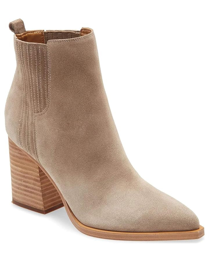 Imily Bela Womens Ankle Boots Pointed Toe Chunky Stacked Mid Heeled Faux Suede Leather Booties | Amazon (US)