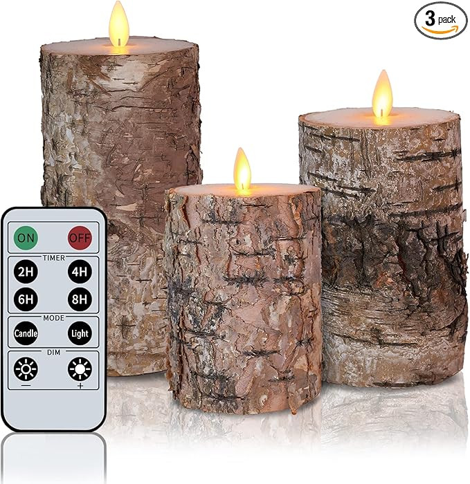 Incredle Birch Flameless Candles Moving Flame Battery Operated Candles Set of H4 5" 6" xD3 Real W... | Amazon (US)