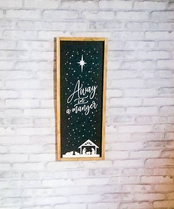 Away in a manger Christmas sign. Christmas decor. | Etsy | Etsy (US)