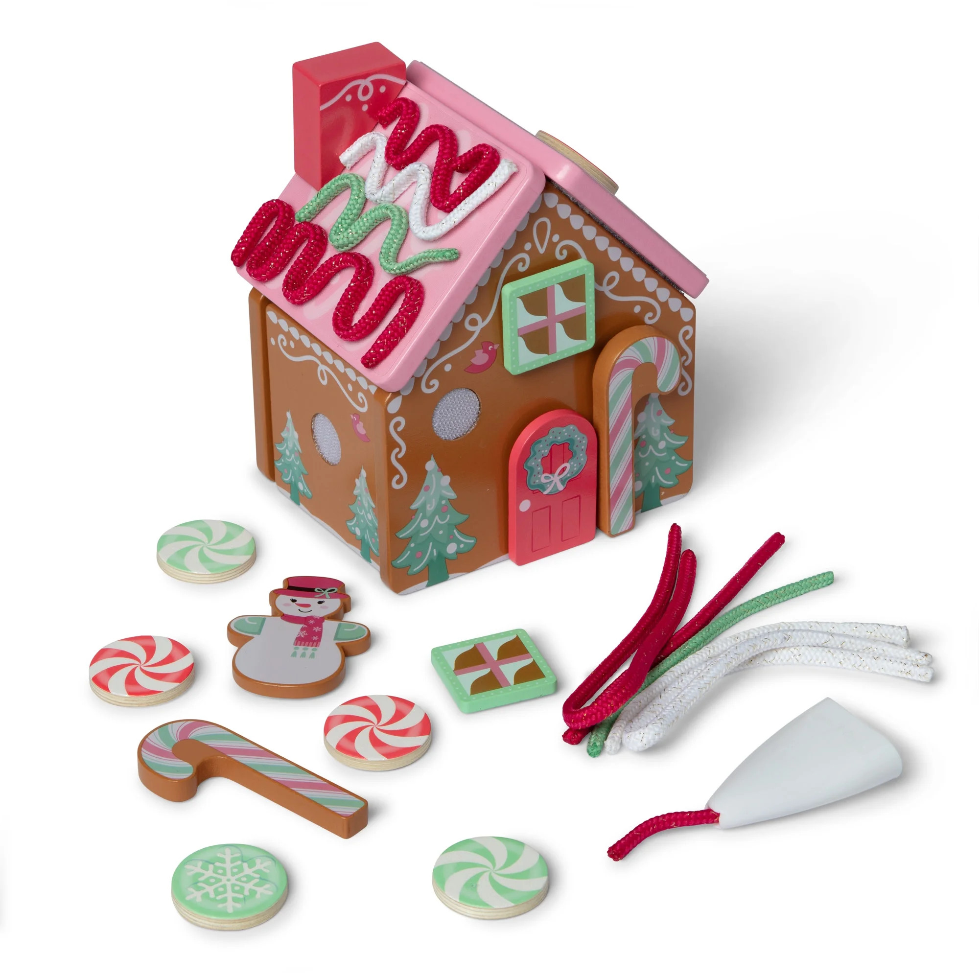 Melissa & Doug Pink Wooden Gingerbread House Reusable, Mess-Free Play Set Activity for Boys and G... | Walmart (US)