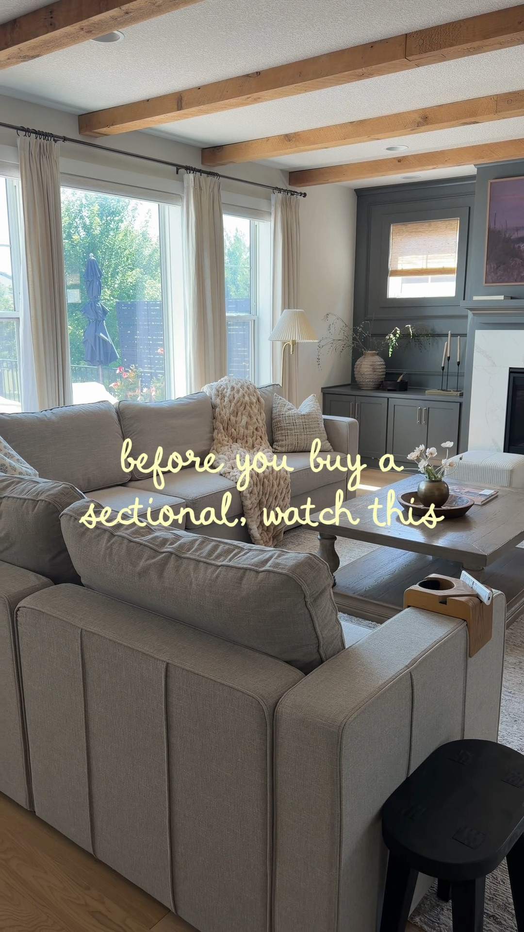Lovesac sactional details! 
Fabric: beachwood rained chenille
Arm/back style: standard
Standard foam fill
2 reclining seats 
3 storage seats 
Mine are positioned standard but you can flip the seats to do a deep seat

#LTKmomlife #LTKHome #LTKSaleAlert