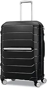 Samsonite Freeform Hardside Expandable with Double Spinner Wheels, Checked-Medium 24-Inch, Black | Amazon (US)