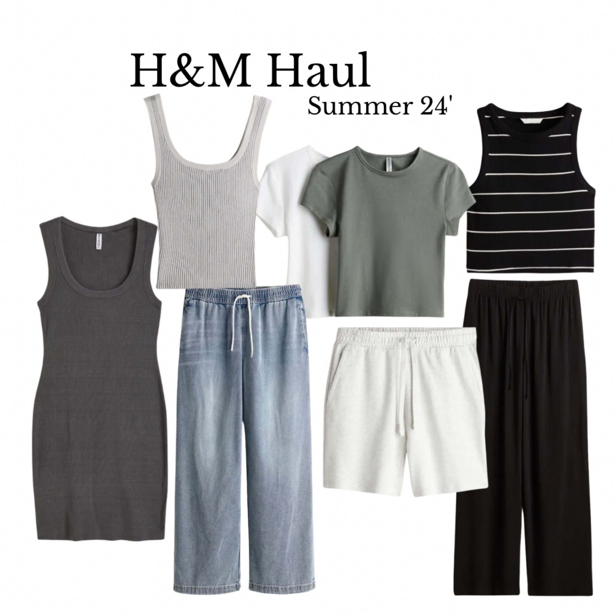 Neutral palette summer from H&M.  Linen pants. Sweat shorts. Ribbed dress. Tank tops. T-shirts  

#LTKSeasonal #LTKStyleTip #LTKFindsUnder50
