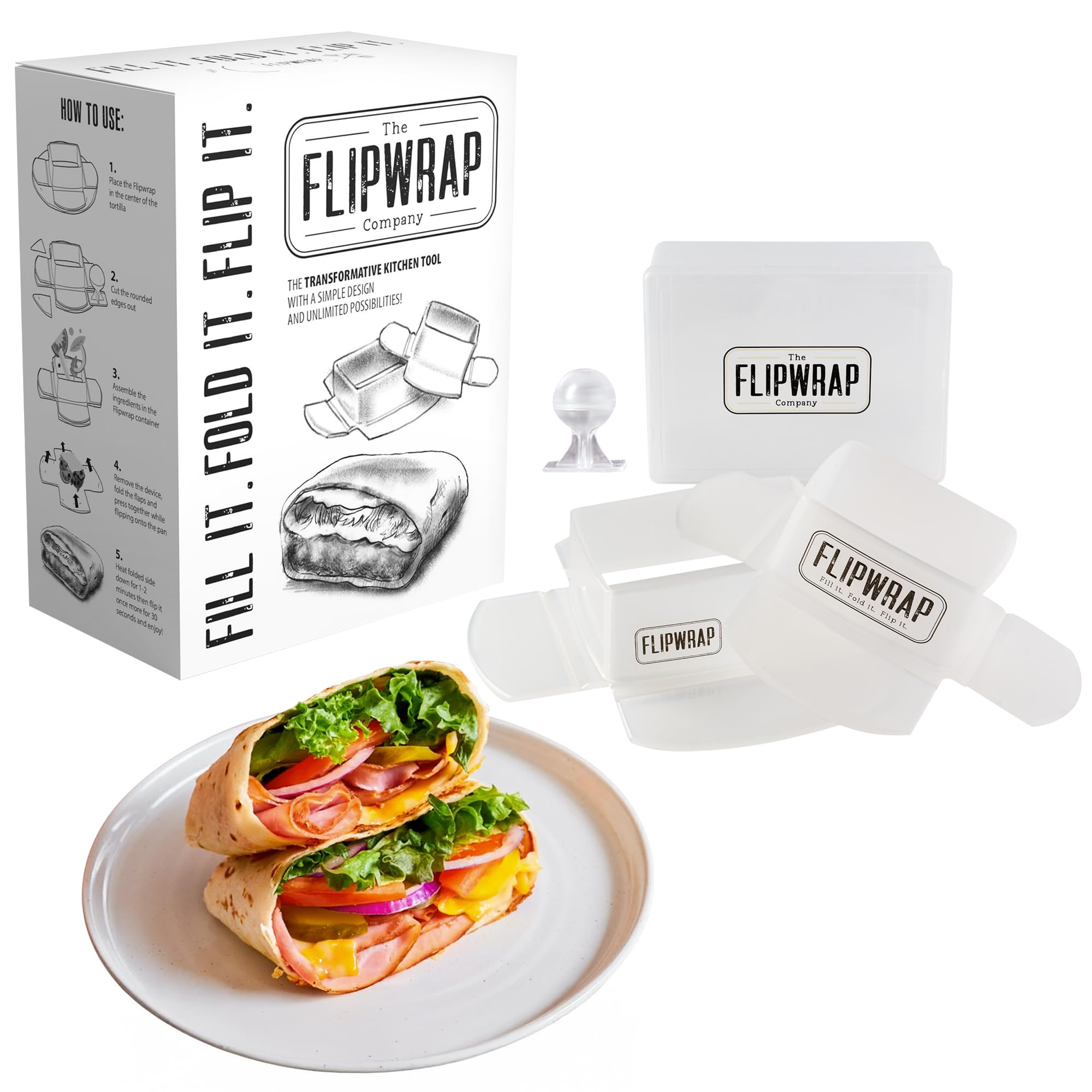 Flipwrap Tortilla Wrap Maker Kit – Create Mess-Free, Restaurant-Quality Wraps in Minutes | Devi... | Amazon (US)