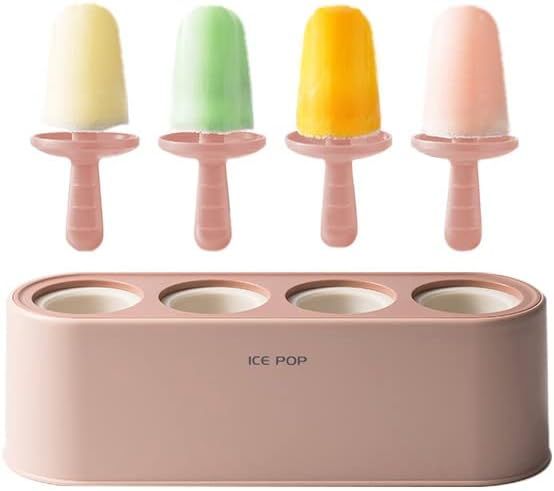 Popsicle Mold with 4 Pops, Silicone Ice Cream Molds Reusable Ice Pop Makers Easy Release Popsicle... | Amazon (US)