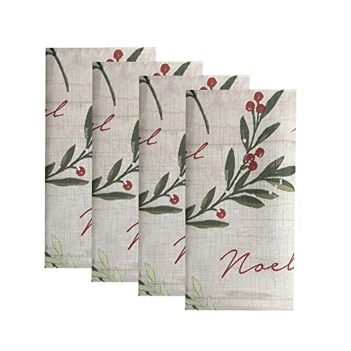 Elrene Home Fashions Holiday Tree Trimmings Fabric Napkins, Set of 4, 17 Inches x 17 Inches | Amazon (US)