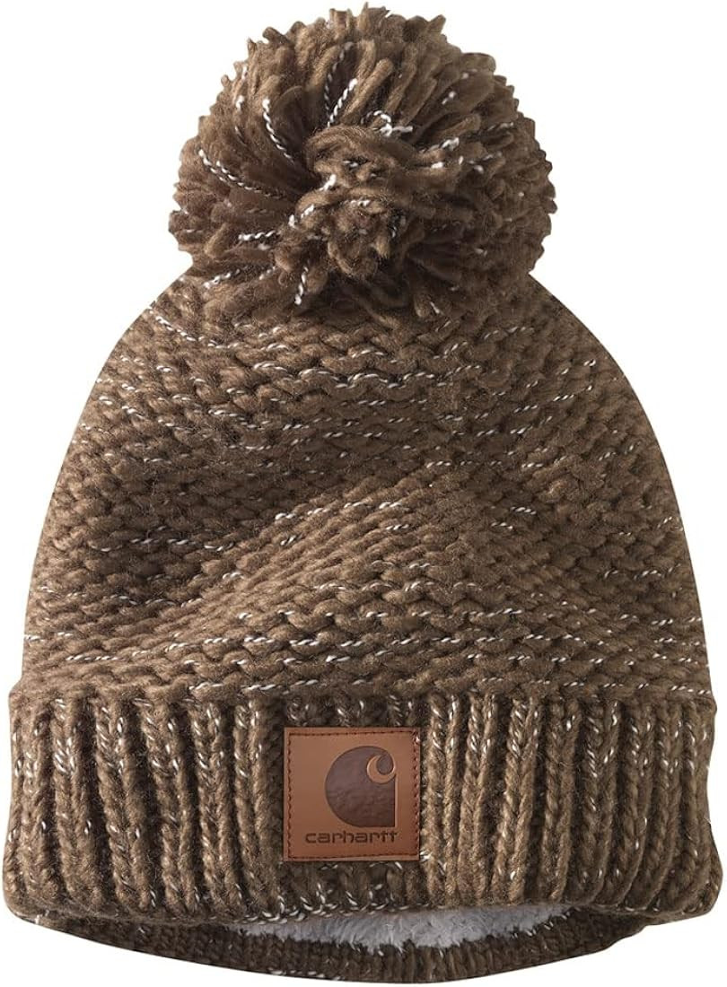 Carhartt Women's Rib Knit Sherpa-Lined pom Beanie | Amazon (US)