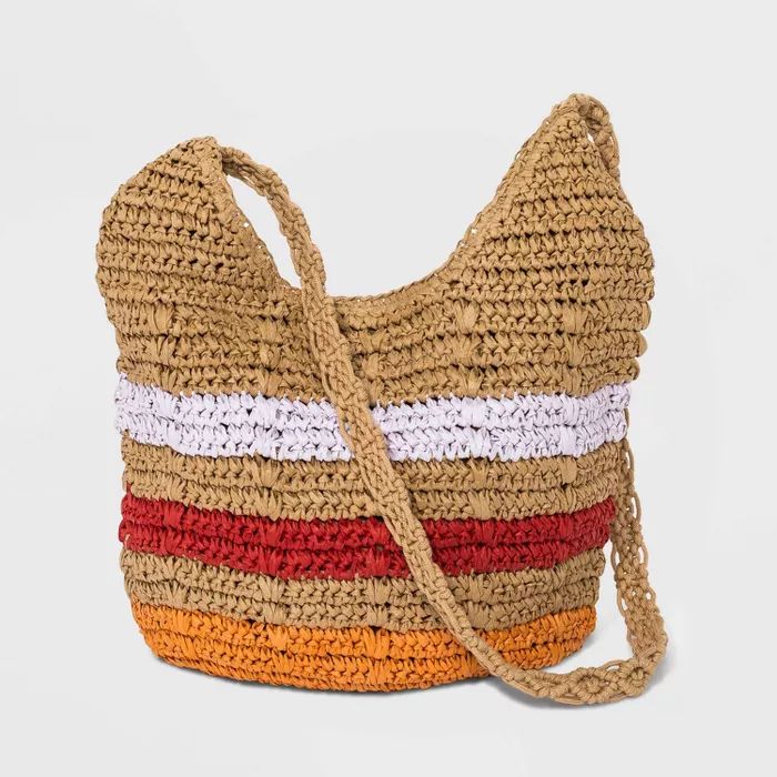 Striped Straw Shoulder Handbag - Universal Thread™ Natural | Target