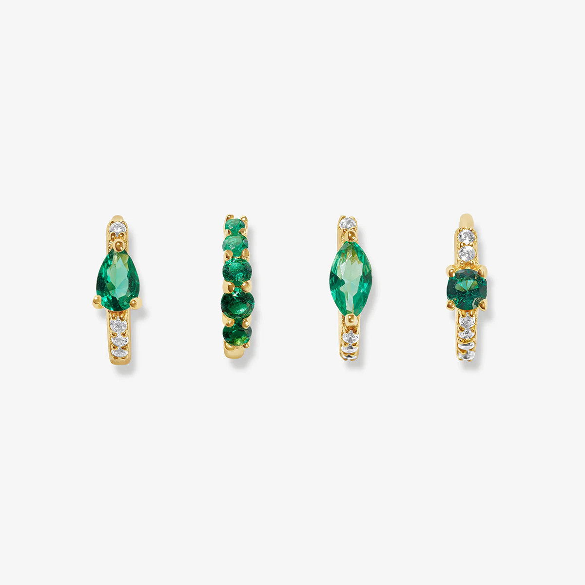 Aspen emerald huggie set | Adornmonde