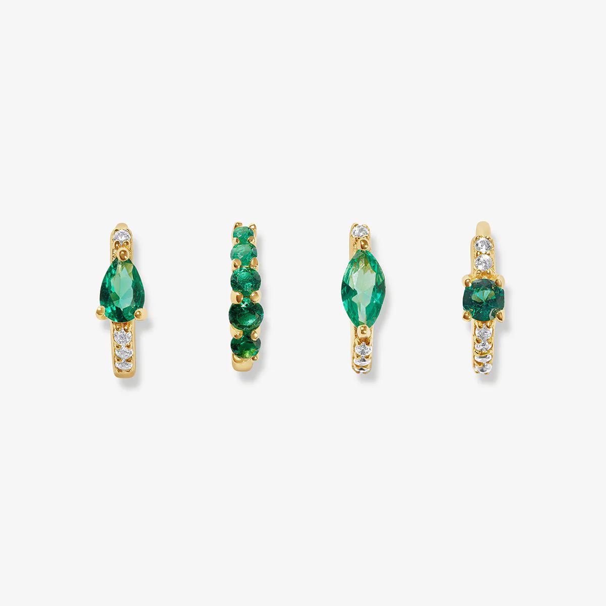 Aspen emerald huggie set | Adornmonde