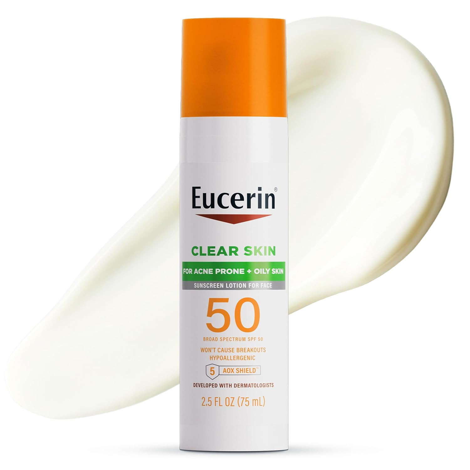 Eucerin Sun Oil Control SPF 50 Face Sunscreen Lotion with Oil Absorbing Minerals, 2.5 Fl Oz Bottle | Amazon (US)