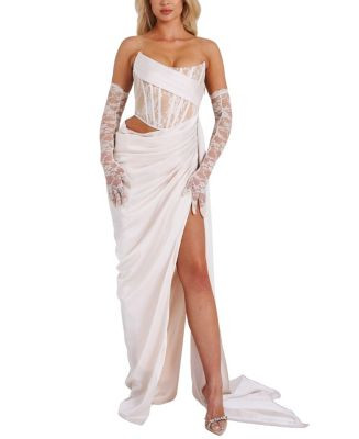 Callie Corset Draping High Slit Gown | Bloomingdale's (US)