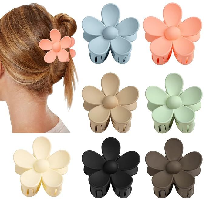 Flower Claw Clip 7 PCS Claw Clips, Hair Clips For Women Non Slip, Claw Clips for Thick Hair Women... | Amazon (US)