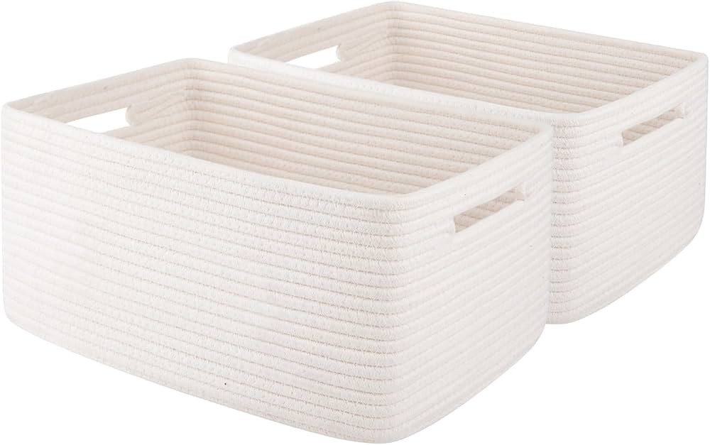 OIAHOMY Storage Basket for Shelves, Closet Cube Storage Bins Baskets for Clothes Blanket Towels, ... | Amazon (US)