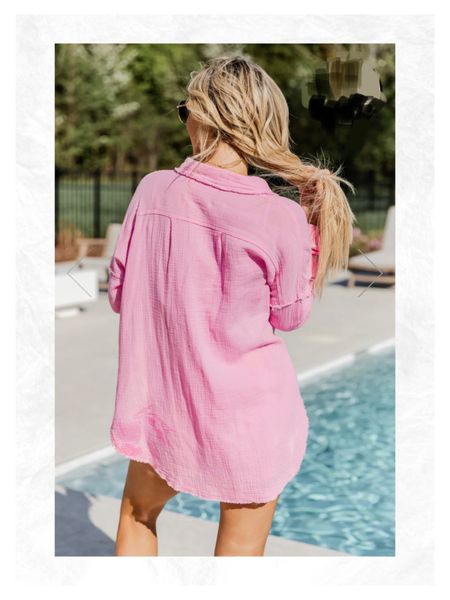 Pink lily button down, coverup, poolside, travel outfit, vacation style, resort wear, summer style

#LTKtravel #LTKstyletip #LTKsalealert