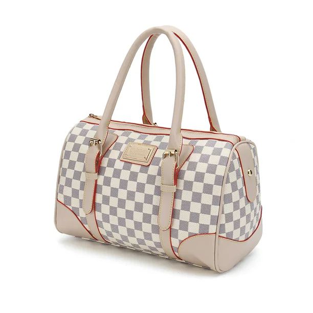 TWENTY FOUR White Checkered Handbags Tote Shoulder Bags Leather Satchel Purse For women lady -Che... | Walmart (US)