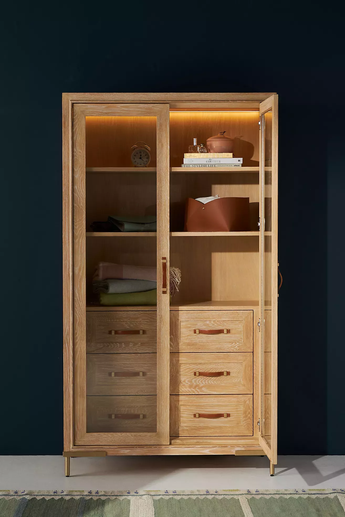 Lemari teak deals and cane wardrobe