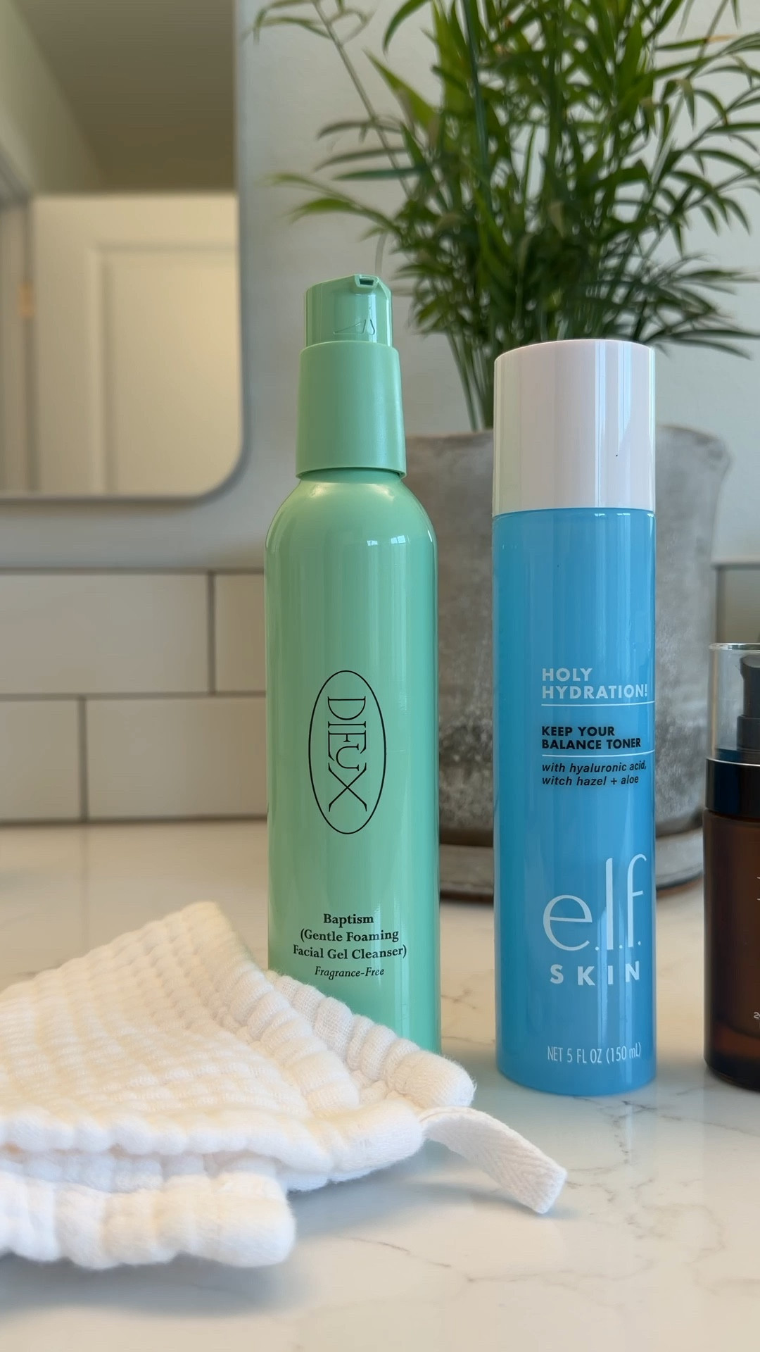 Sharing my morning skincare routine in today's video and these are the products currently on my bathroom counter making my skin look and feel its best 🌿✨ Everything is linked! I start with my favorite organic gauze washcloths from Target which are so incredibly soft and gentle on my skin. Then I use the Dieux Skin Baptism Gel Cleanser in Unscented which is the most gentle and effective cleanser I have found and it never strips my skin. The e.l.f. Holy Hydration Keep Your Balance Toner goes on next and leaves my skin feeling so fresh and balanced. Then the Medik8 C-Tetra Advanced Gel-Serum which is my vitamin C step and one I have been really impressed with for brightening and evening out my skin tone. And I always finish with SPF every single morning. I rotate between the EltaMD UV Daily Face Sunscreen Moisturizer (I like this better under makeup) and the ISNTREE Hyaluronic Acid Daily Sun Gel depending on how my skin is feeling. Both are excellent and I love having two options. A consistent morning routine does not have to be complicated and this one has been so good for my skin. Everything is linked! 🛒 

 #LTKdayinmylife #LTKOver40 #LTKBeauty