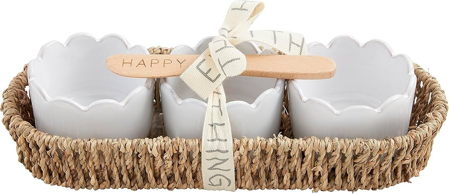 Mud Pie Scallop Tidbits in Holder, 10.25" x 4", WHITE | Amazon (US)