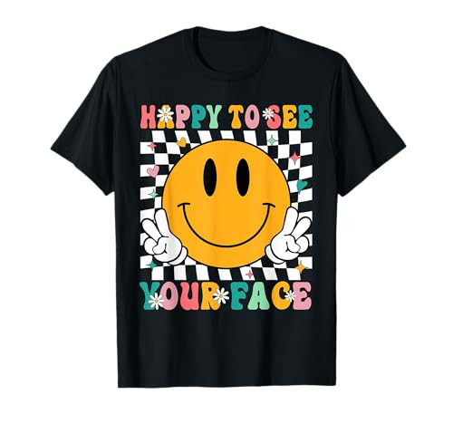 Groovy Back To School Teachers Happy To See Your Face T-Shirt | Amazon (US)