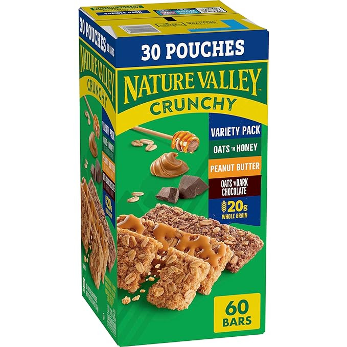 Nature Valley Crunchy Granola Bars Bulk Variety Pack, Oats 'n Honey, Peanut Butter & Oats 'n Dark... | Amazon (US)