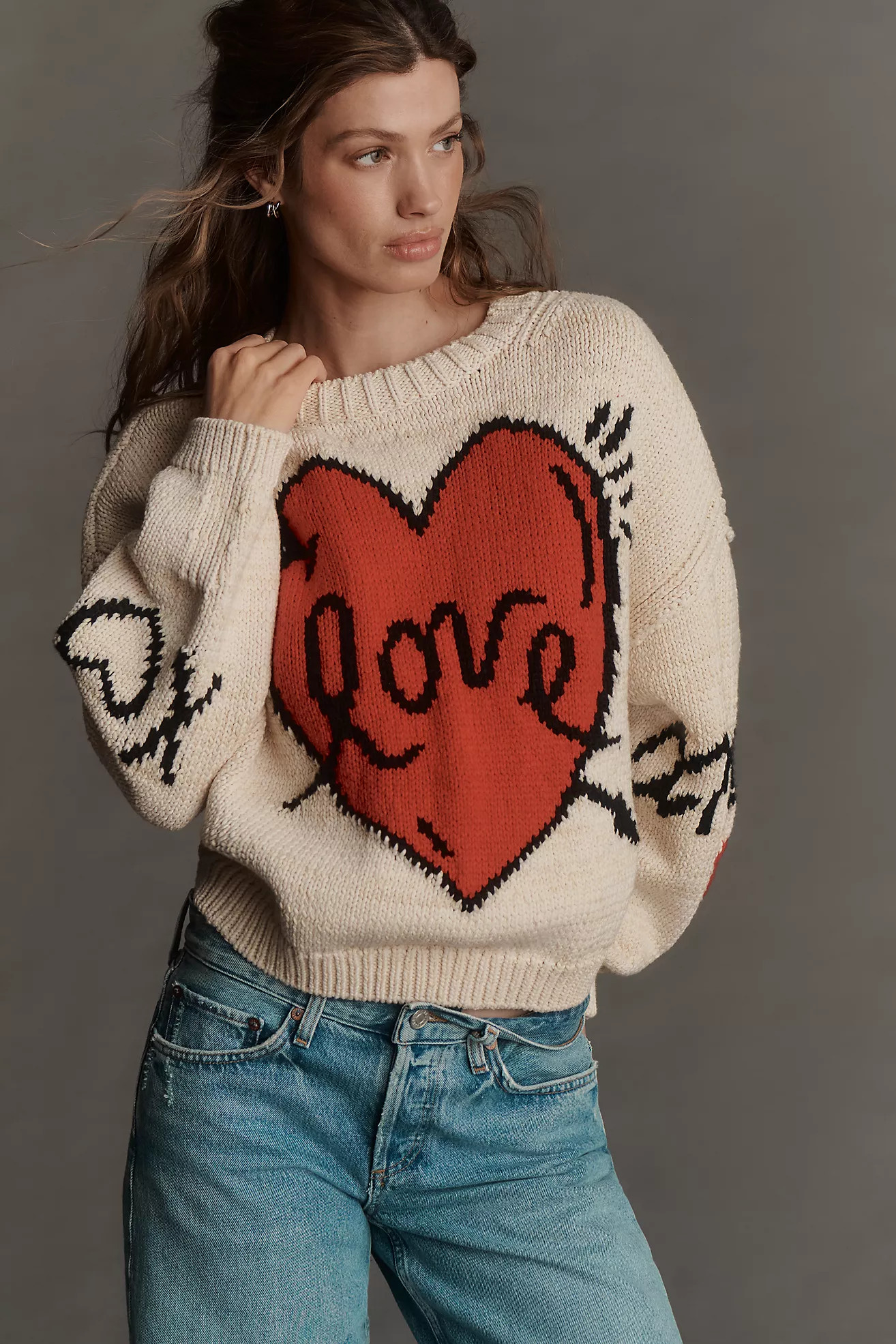 Maeve Lovestruck Long-Sleeve Crew-Neck Sweater | Anthropologie (US)