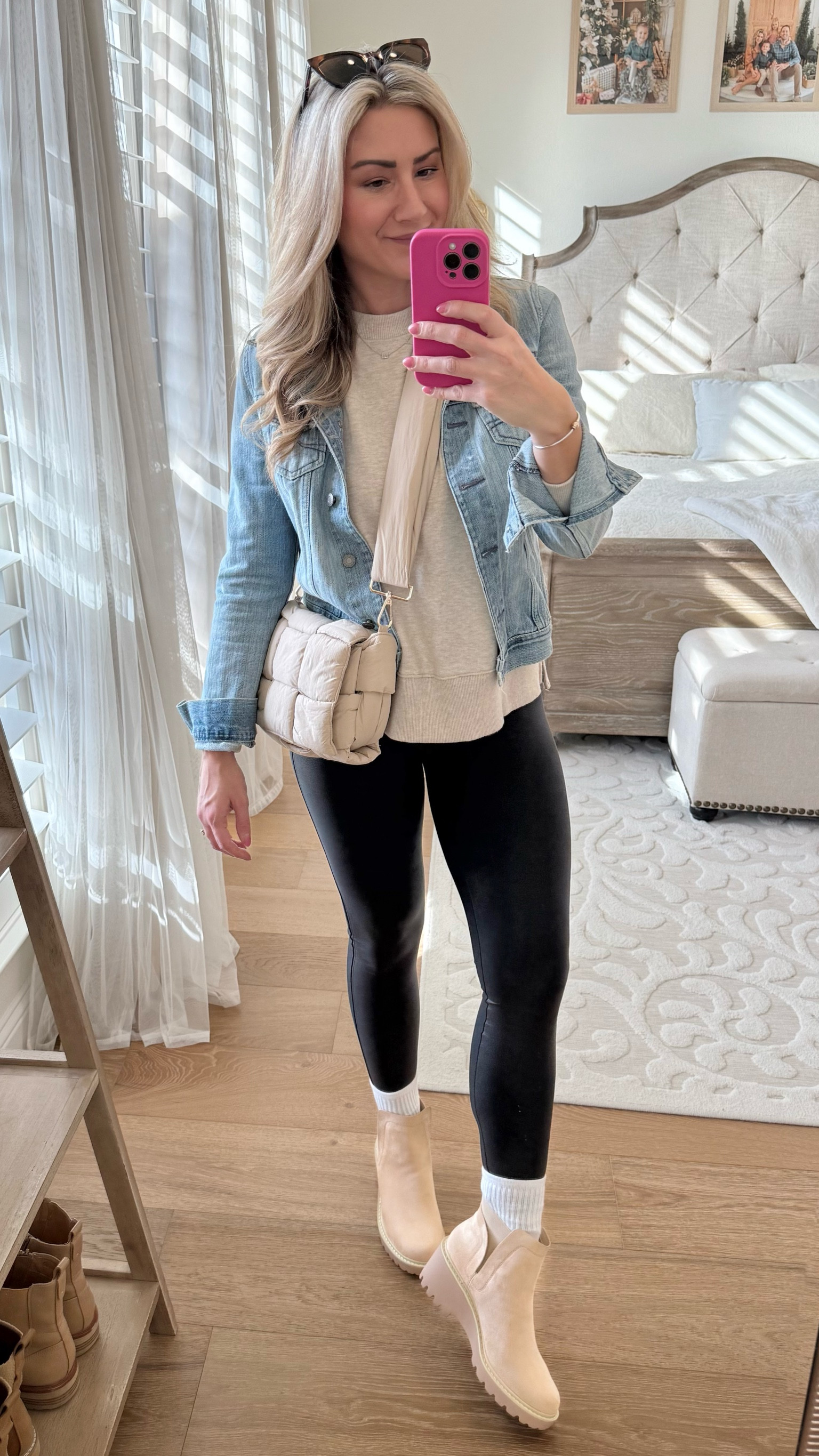 Comfy casual everyday outfit idea - crewneck sweatshirt, spanx leggings and denim jacket! 

#amazonboots #spanxleggings #amazonoutfit #leggingsoutfit #denimjacket #amazonstyle #springstyle #springtransition #chelseaboots #springoutfit 

#LTKSeasonal #LTKStyleTip #LTKFindsUnder50