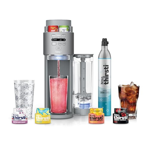 Ninja Thirsti Max Custom Hydration System, Soda Maker, Sparkling Water Maker, Custom Still & Sparkling Drinks, Compact Design, With 60L CO₂ Cylinder & Flavored Water Drops, Silver WC2002 | Amazon (US)