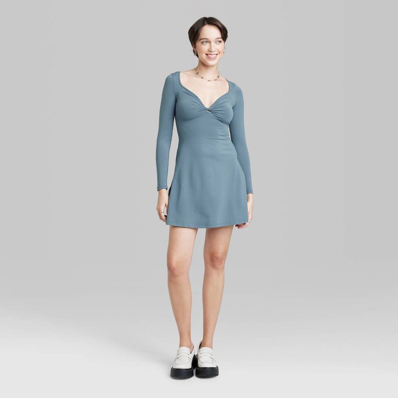 Women's Long Sleeve Twist-Front Mini Knit Skater Dress - Wild Fable™ | Target