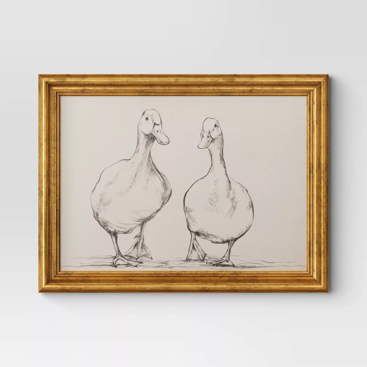 16"x 12" Bird Sketch Canvas Board Framed Art Black - Threshold™ | Target