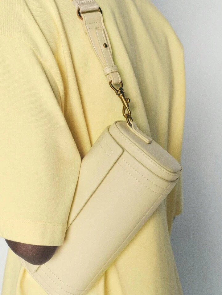 New Autumn/Winter Ladies' Shoulder Bag, Color Block Flap Cover Commuting Sling/Crossbody Barrel Bag, Fashionable Butter Yellow Bag For Women | SHEIN