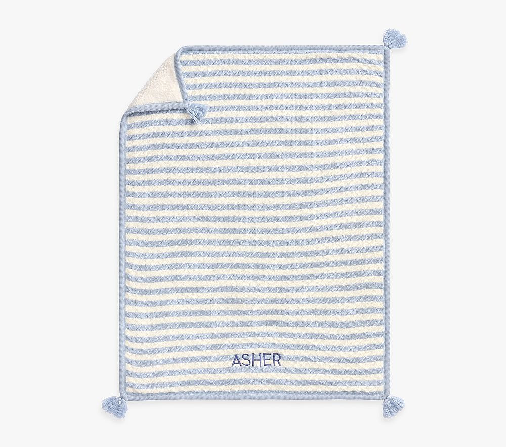 Striped Luxe Cable-Knit Sherpa Baby Blanket | Pottery Barn Kids