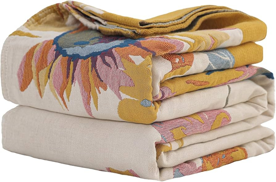Boho Gauze Throw Blanket,100% Cotton Soft Sofa Bed Throw-Floral Butterfly Decor Blanket,Blanket f... | Amazon (US)