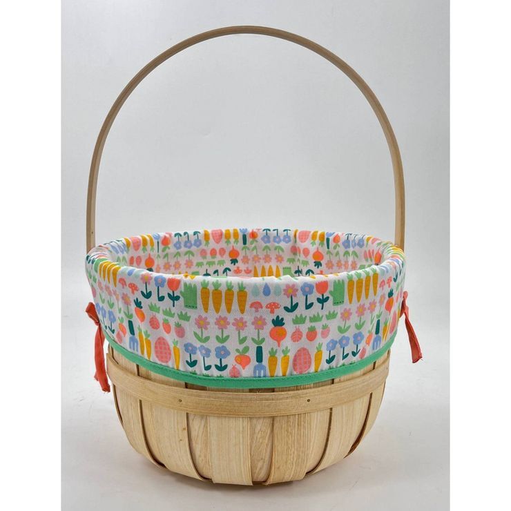 Circular Wooden Decorative Easter Basket with Liner - Spritz™ | Target