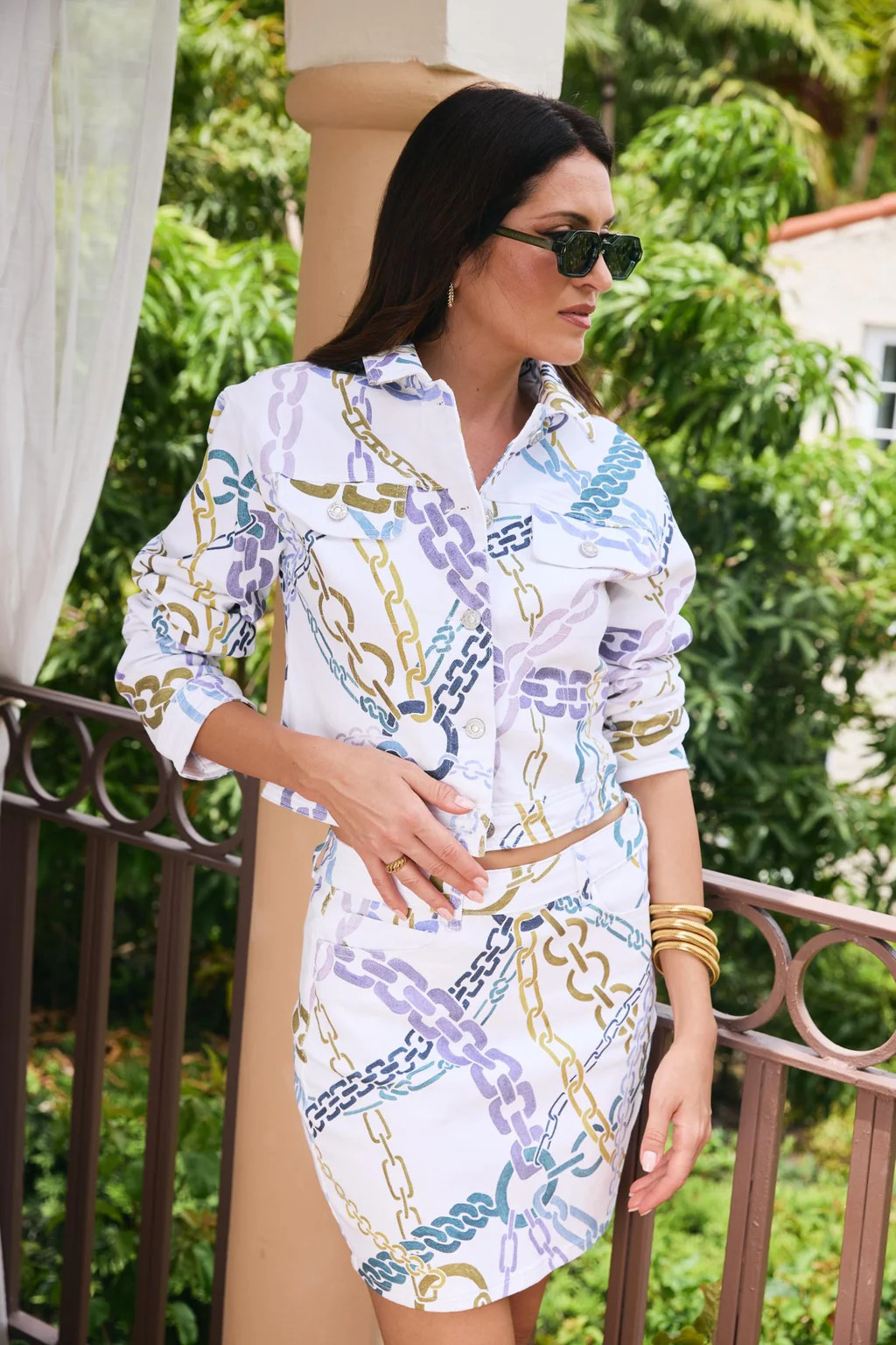 Monaco Denim Jacket - Chain Print | The Noli Shop