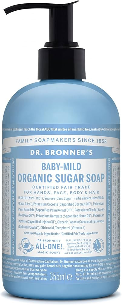 Dr. Bronner's - Organic Sugar Soap Baby Mild 355 ml Black | Amazon (US)