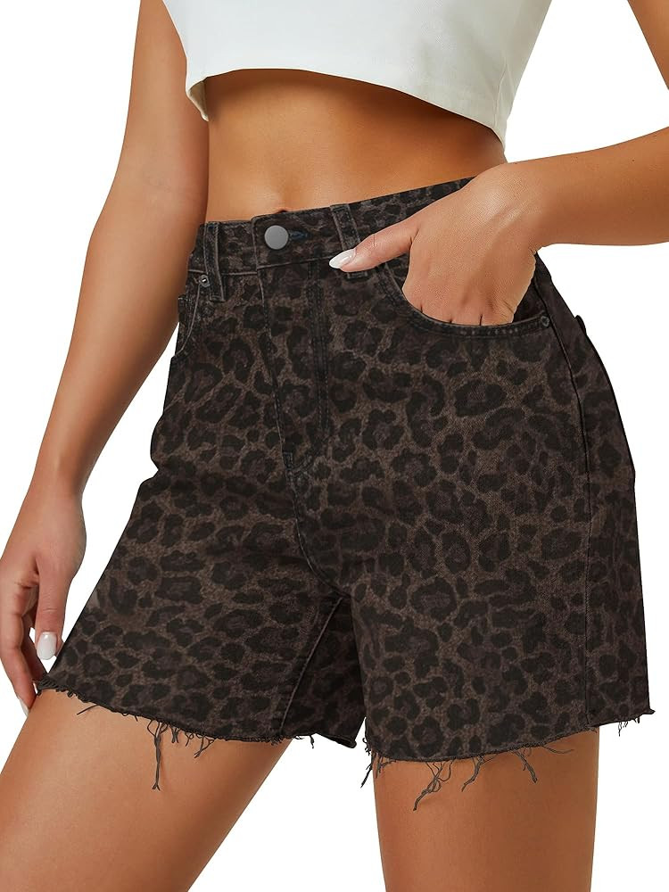 Womens High Waist Jean Shorts Wide Straight Leg Microelastic Long Denim Mom Shorts | Amazon (US)