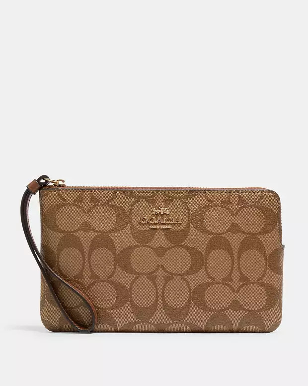Large Corner Zip Wristlet In Signature Canvas | Coach Outlet US