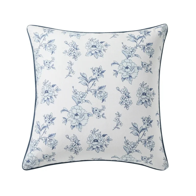 My Texas House 20" x 20" Hum Blue Floral Cotton Decorative Pillow Cover | Walmart (US)