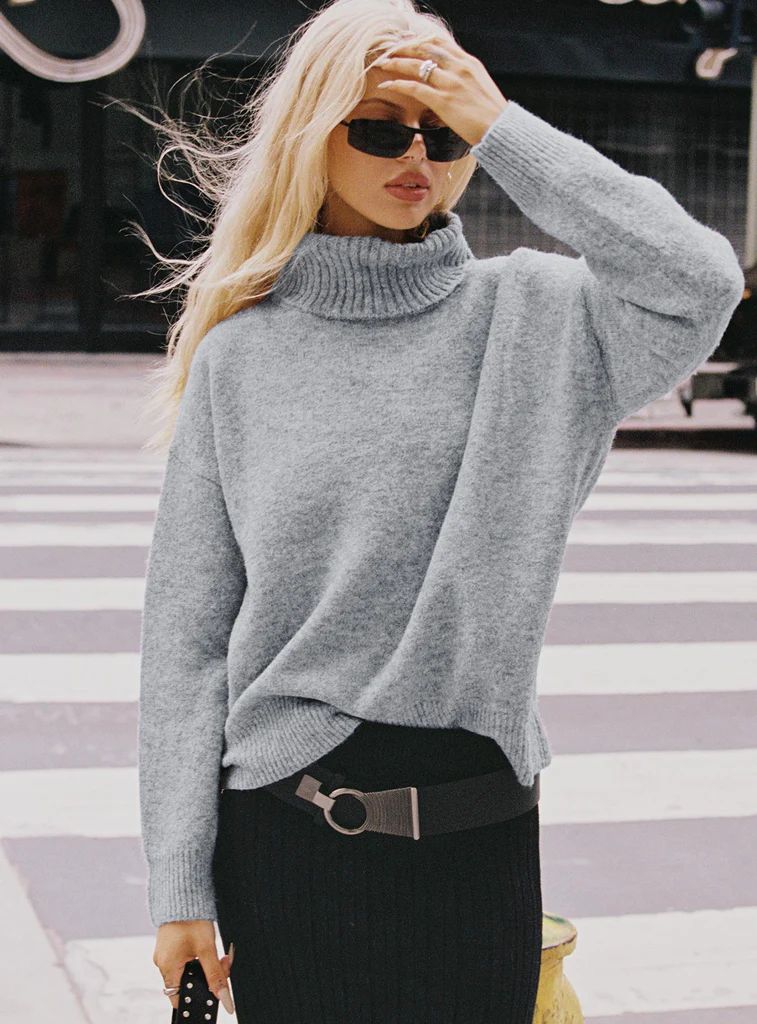 Oswin Turtleneck Sweater Grey | Princess Polly US