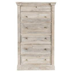 Melany French Country Natural White Wash Mango Wood 6 Drawer Dresser | Kathy Kuo Home