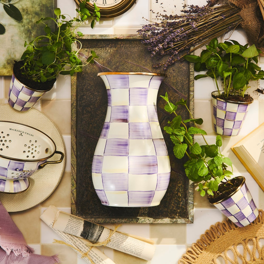 Violet Check Tall Vase | MacKenzie-Childs