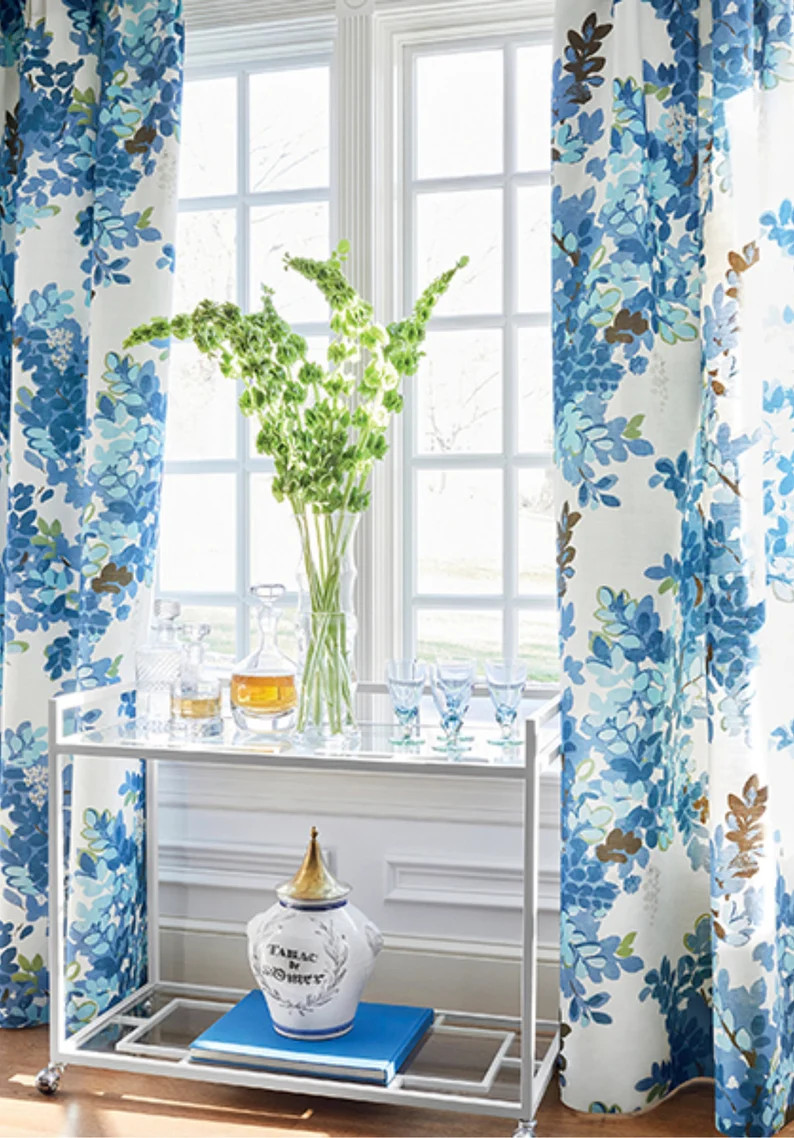 Thibaut Central Park Curtains Thibaut Curtains Garden Green Floral Curtains Custom Thibaut Drapes... | Etsy (US)