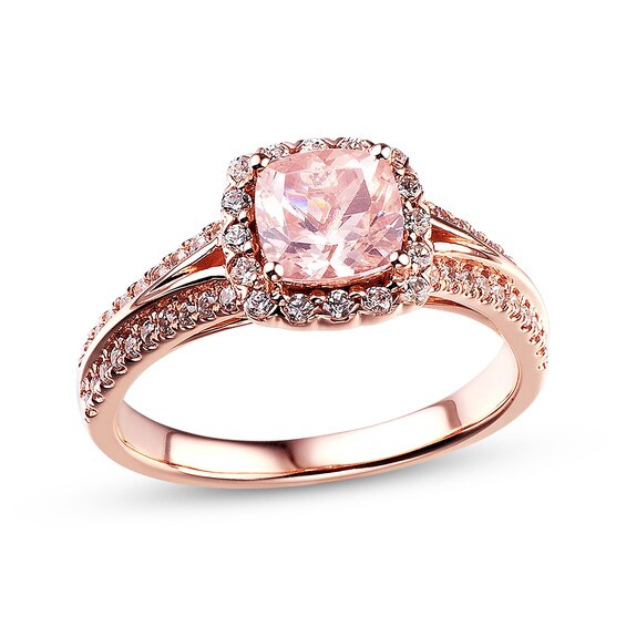 Previously Owned Morganite Engagement Ring 3/8 ct tw Round-cut Diamonds 14K Rose Gold | Kay Jewelers