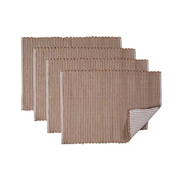 Sticky Toffee Chunky Ribbed Reversible Placemat Set, 4 Pack, 14 in x 19 in, Tan | Walmart (US)