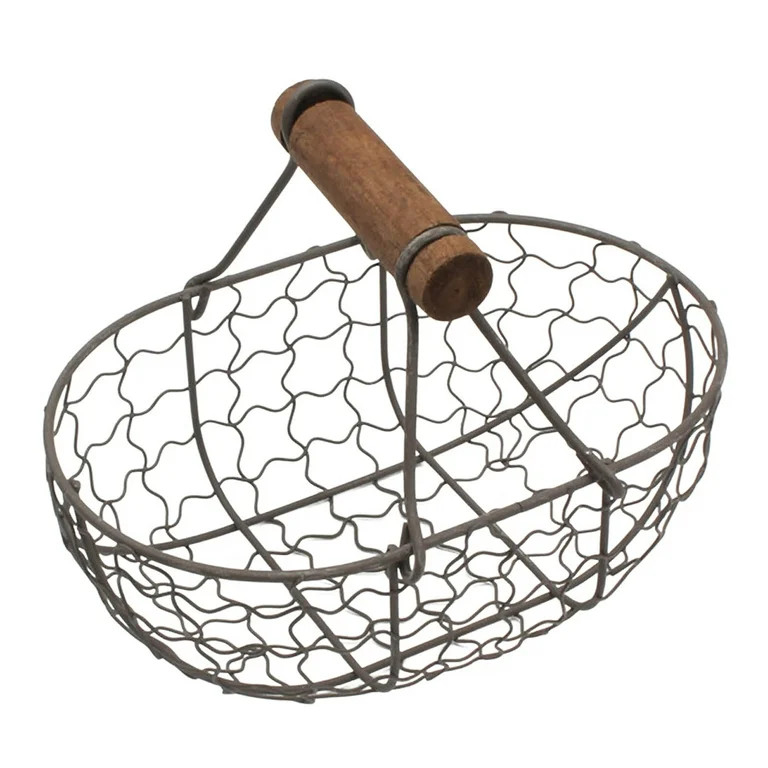 George Wire Basket With Wooden Handles  Vintage Style Chicken Wire Egg Baskets Gathering Baskets ... | Walmart (US)