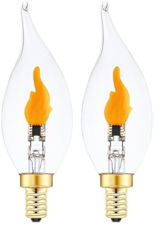 Flickering Flame Light Bulbs Candelabra Base E12 Flame Bulb, LED Flickering Candle Fire Light Bul... | Amazon (US)