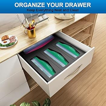 MFTEK Ziplock Bag Organizer for Kitchen Drawer, Plastic Bag Holder Baggie Storage Organizer, Comp... | Amazon (US)