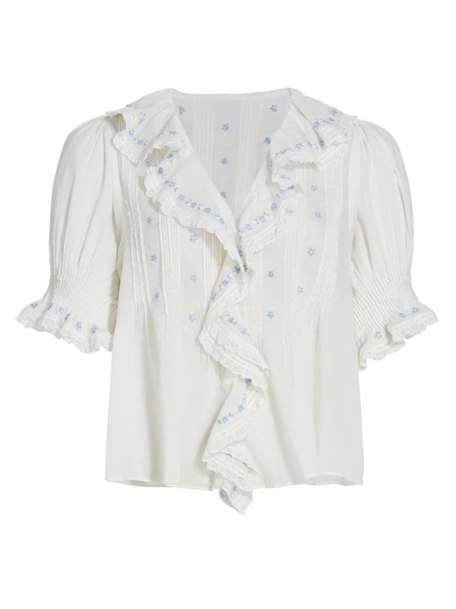 Hettie Embroidered Ruffled Top | Saks Fifth Avenue