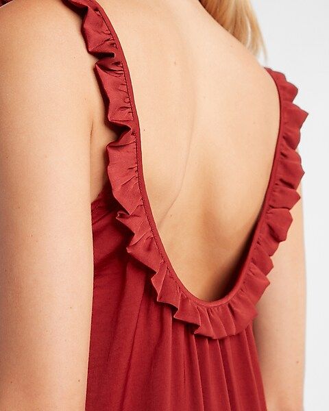 Open Back Ruffle Maxi Slip Dress | Express